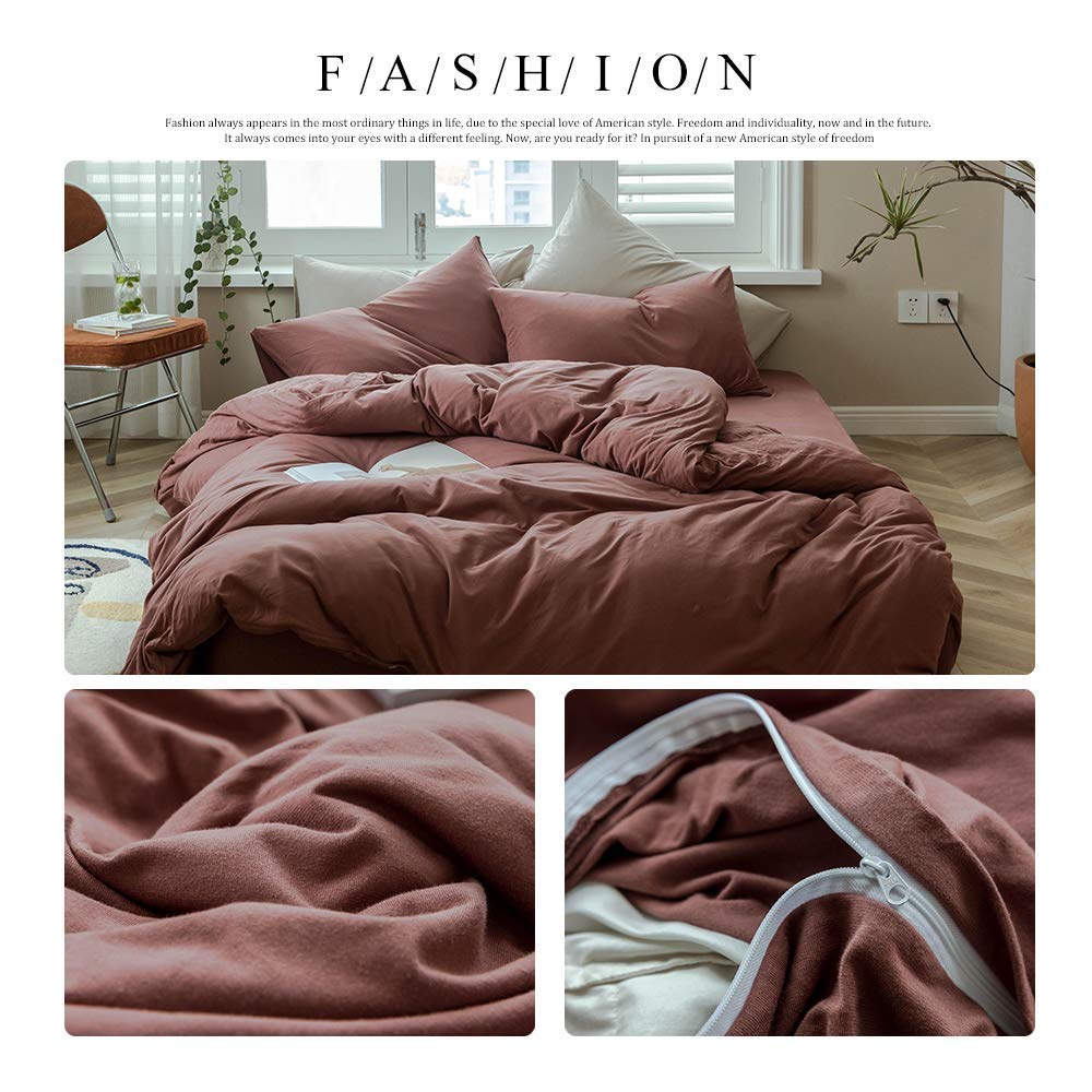 AMWAN Double XL Bedding Set Single Style Rustic Bohemian Soft Cotton Jersey Knit Bedding Set Includes 1 Duvet Cover and 2 Pillow Cases - Image 2