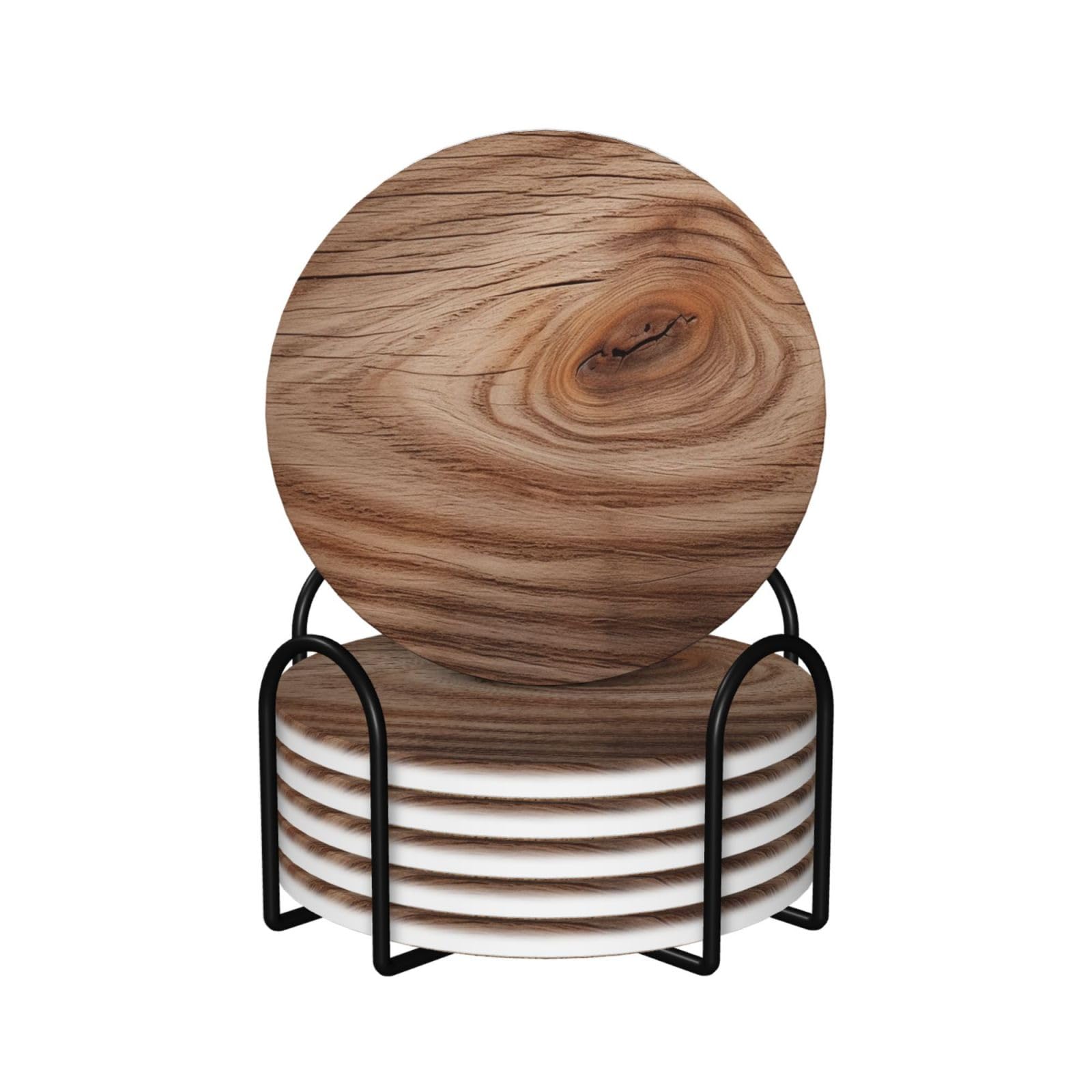 Dessous de verre en céramique lot de 6 avec support bois