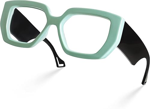 Laemzinv LA022 - Lentes de luz azul para mujer, marco cuadrado de acetato grueso de gran tamaño, para gafas de computadora y juegos