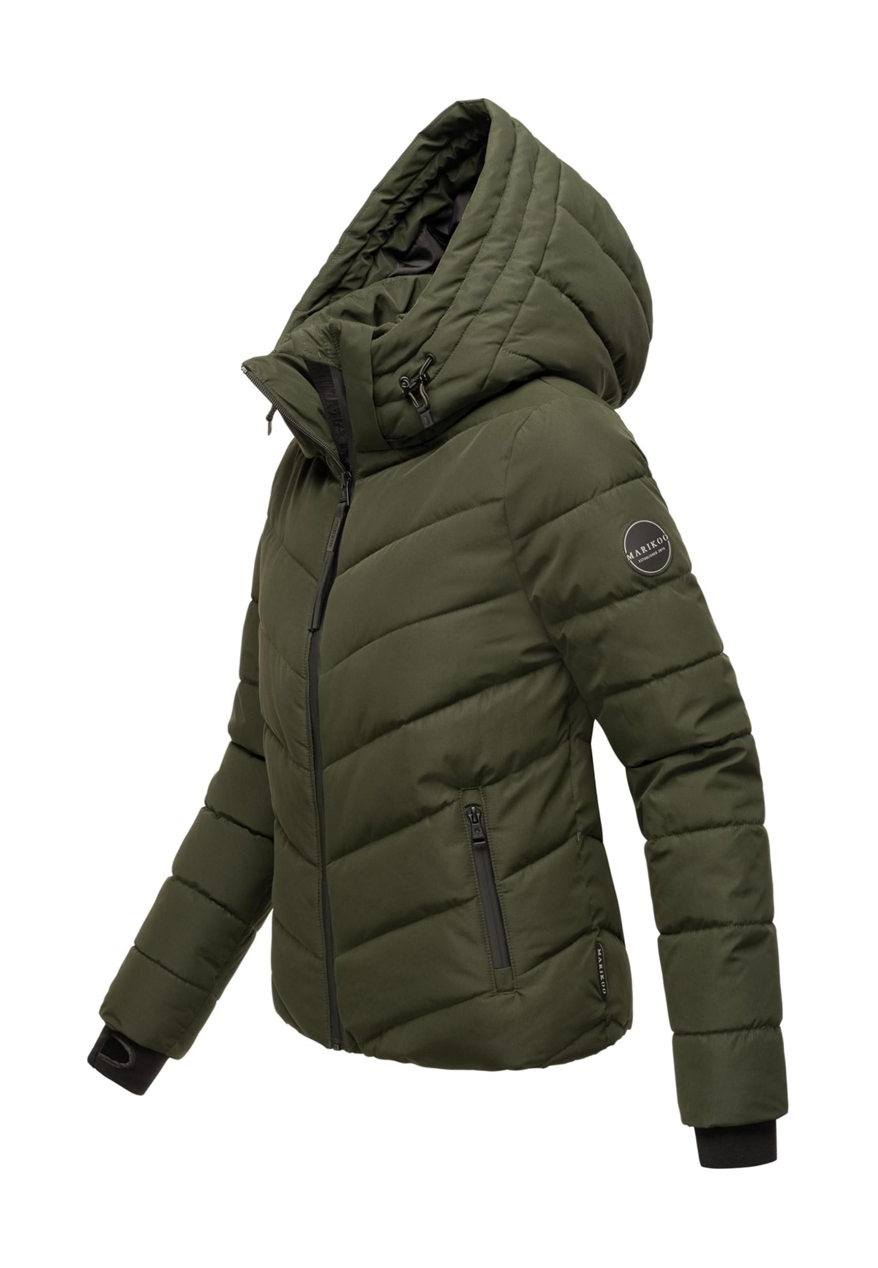 MARIKOO Winterjacke Damen (XS-3XL) - Wasserabweisend, Warm, Kapuze abnehmbar, Winddicht - Steppjacke, Frauen - Stehkragen, 4 Taschen, verlängerter Zipper