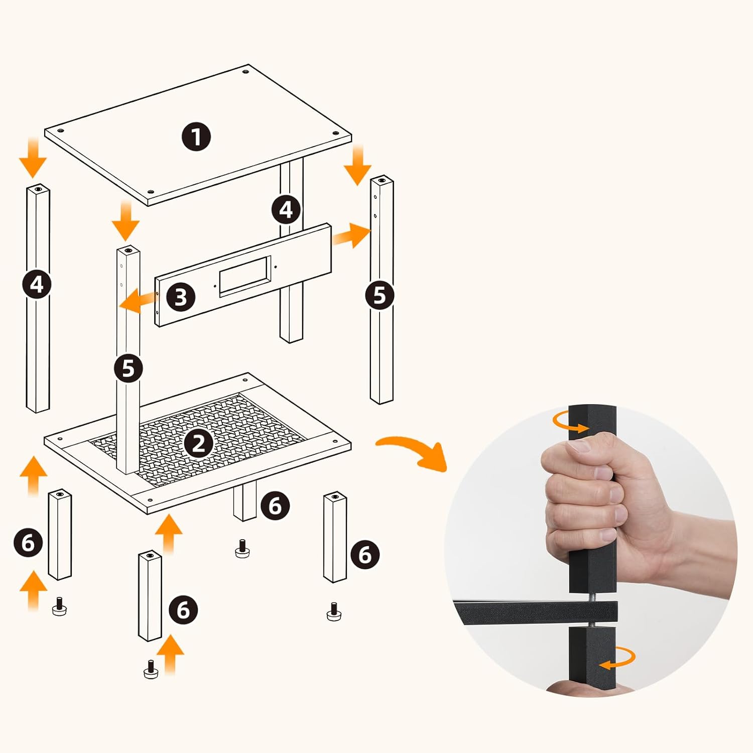 HOOBRO Small Side Table with Charging Station, End Table with USB Ports and Outlet, Nightstand with 2-Tier Storage Shelf, Faux Rattan Decoration, for Small Space, Rustic Brown and Black BF91UBZ01 - Image 7