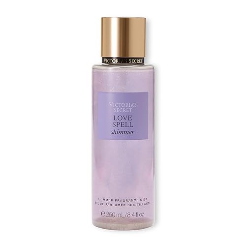 Victoria's Secret Love Spell Shimmer Mist, spray corporal para mujeres, notas de flor de cerezo y fragancia de melocotón fresco (8.4 onzas)