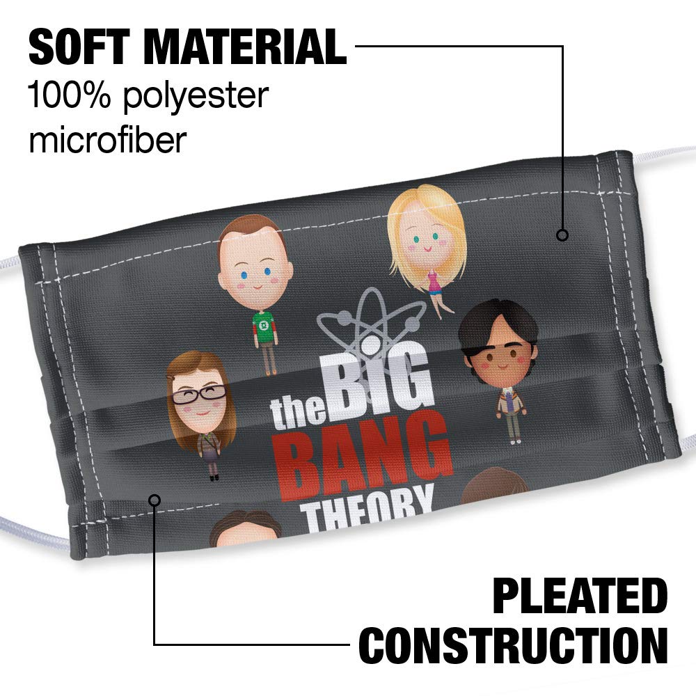 Popfunk The Big Bang Theory 1-Ply Reusable Face Mask Covering with Adjustable Nose Wire, Unisex