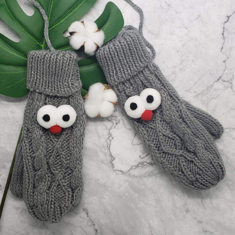 LAGEDOUDING Winter Warm Womens Wool Knitted Gloves Autumn Korean Version Of The Thick Cherry Lady Gloves Mittens Gift