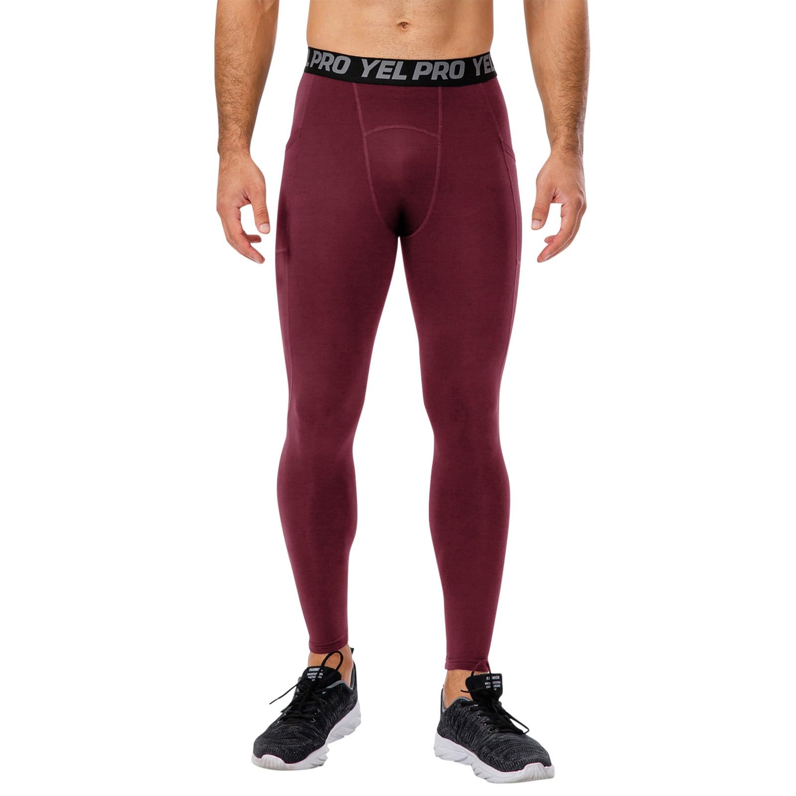 Generisch Legging thermique pour homme en micropolaire chaud - Pantalon de compression - Pantalon de sport - Avec poches - Pantalon fonctionnel - Pantalon de yoga - Pantalon de compression