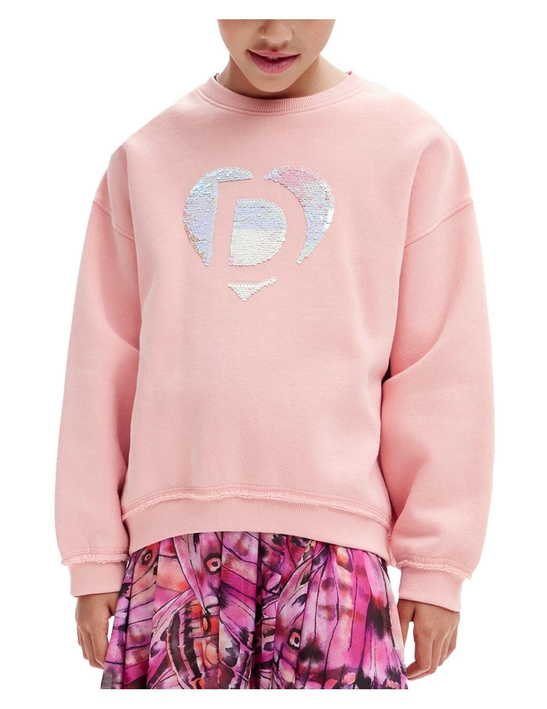 Desigual Girl's Knit Sweat Long Sleeve Sweatshirt, red, 14 Years