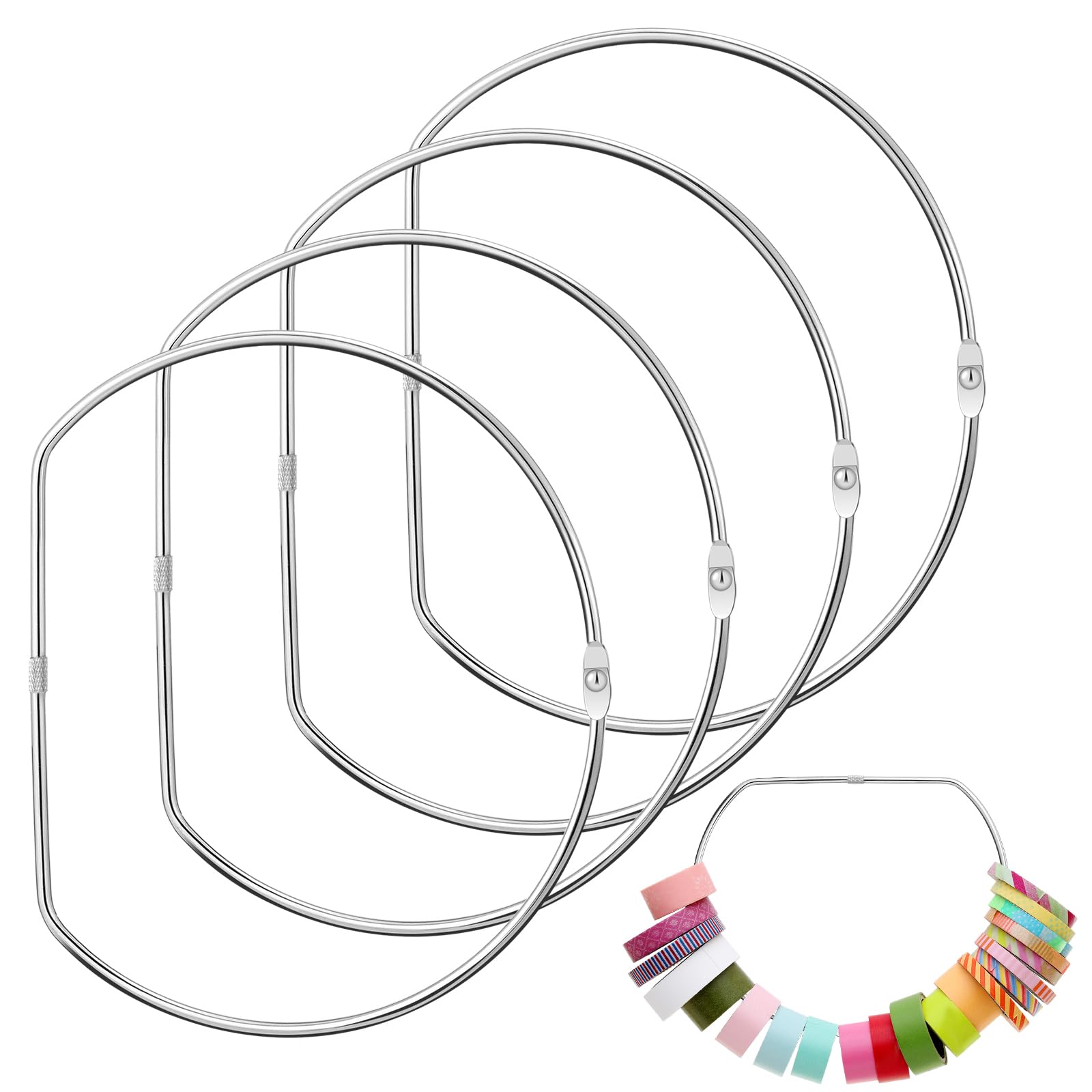 Dunzoom 4 Pcs 8 Inch Loose Leaf Binder Rings Lager Metal D-Shaped Rings