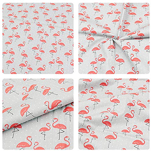Hanjunzhao Cute Animal Flamingo Fat Quarters Fabric Bundles 18 X 22 Inch For Quilting Sewing Crafting #TOP4