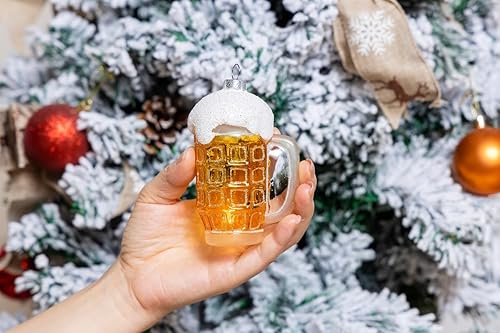 Miniatura 6 de Paquete de 2 adornos de cerveza de vidrio soplado a mano para árbol de Navidad, vidrio pintado a mano, paquete de 6 adornos de cerveza y adorno para