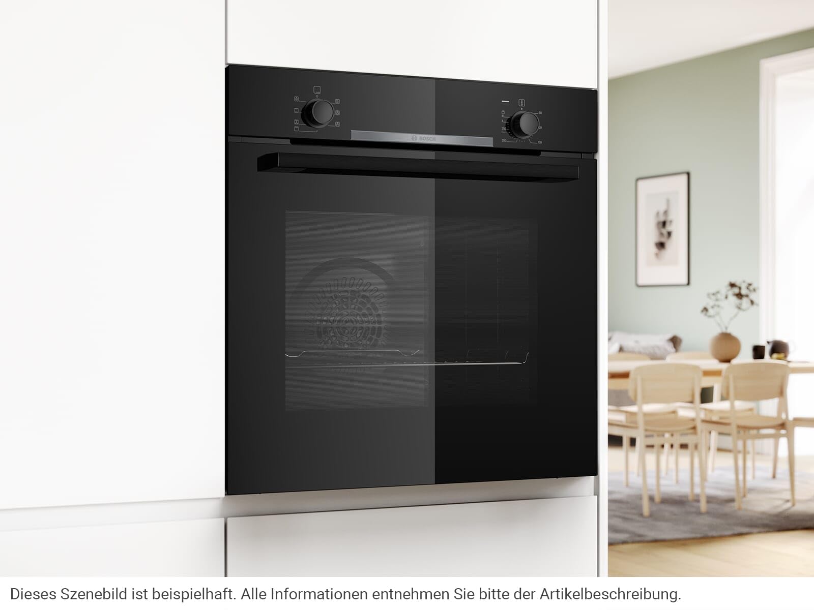 Bosch HBA510BA3, seria 2, piekarnik do zabudowy, 60 x 60 cm, gorące powietrze 3D zapewnia równomierne pieczenie na 3 poziomach, szybkie nagrzewanie, halogenowe oświetlenie wewnętrzne, kolor czarny