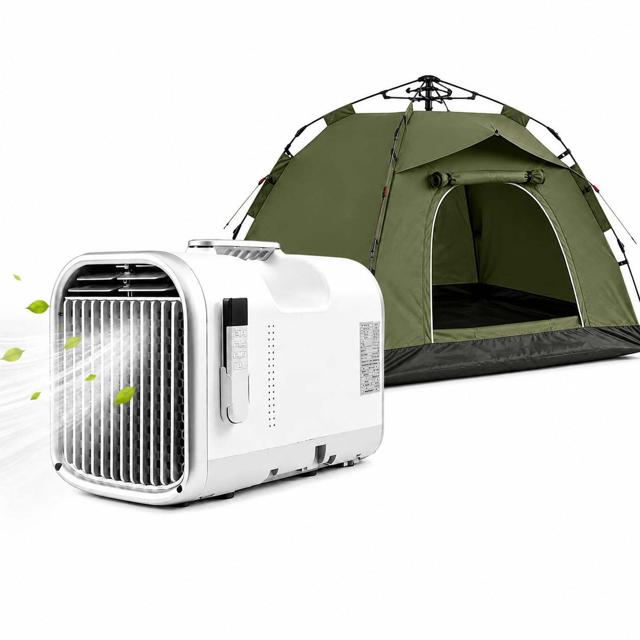 KPOUYYDS Portable Car Air Conditioner, Tent AC 5100 BTU Fast Cooling 110/220V 400W Low Watt 4-in-1 Quiet Motor Auto Evaporation 12H Timer Remote Control for Camping RV Truck Small Room T1pro
