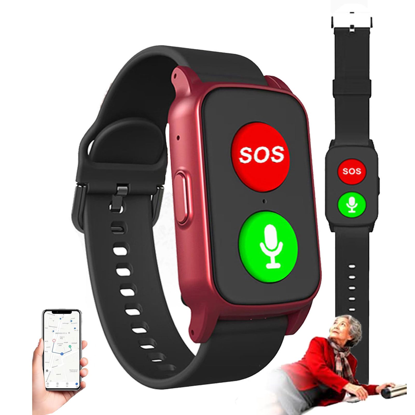 Reloj Emergencia Ancianos Personas Mayores A | Pulsera Con Rastreo Gps,Detección De Caídascon Botón De Llamada De Emergencia Botón,Detector Caída,Monitoreo De La Salud
