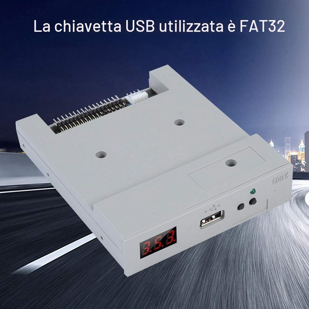 Goshyda Emulatore USB 1M44-U100 3,5 Pollici 1,44 MB USB SSD Floppy Drive Emulator Plug And Play, Memoria Integrata, Protezione Dati Altamente Bianco