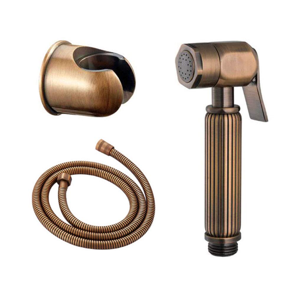 Kit de rociador de bidé, bidé de inodoro de mano, montado en la pared con manguera de ducha para pañales de tela y baño de mascotas, elegante acabado de latón