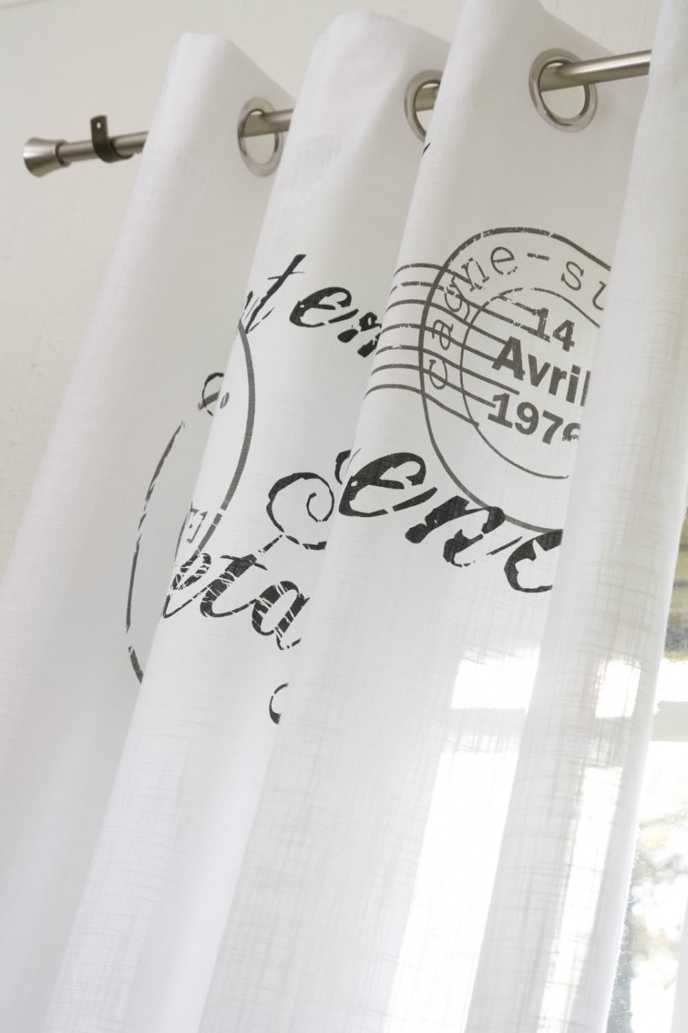 Raff Gardine Nice GRAU 100 x 100 cm BxL(H) Rollo Weiß Landhaus Vintage Shabby