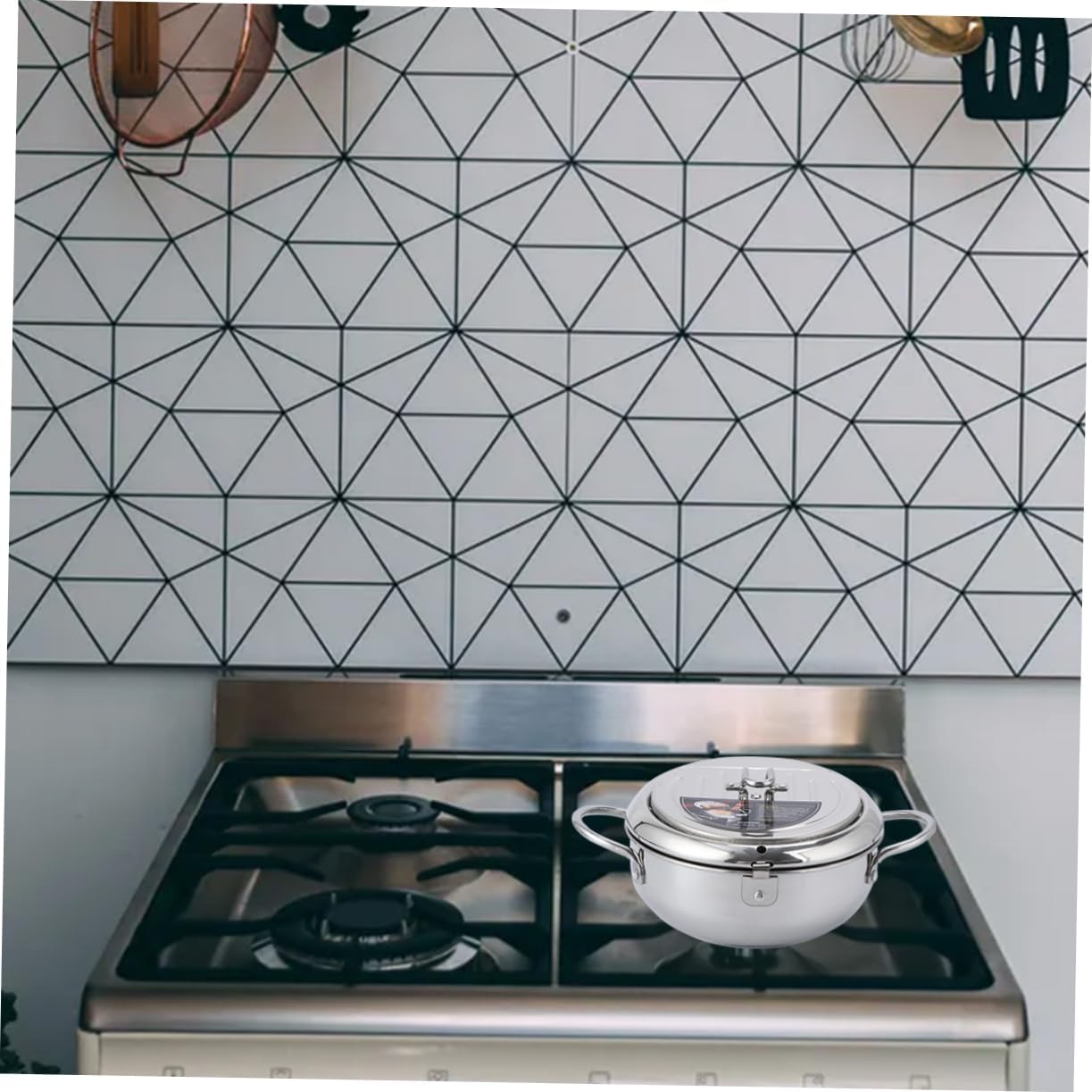 KICHOUSE Controllable Temperature Deep Fryer Pot Stainless Steel Frying Pan with Lid for Home Kitchen Compatible with Gas and Induction Stoves Lightweight and Easy to Clean