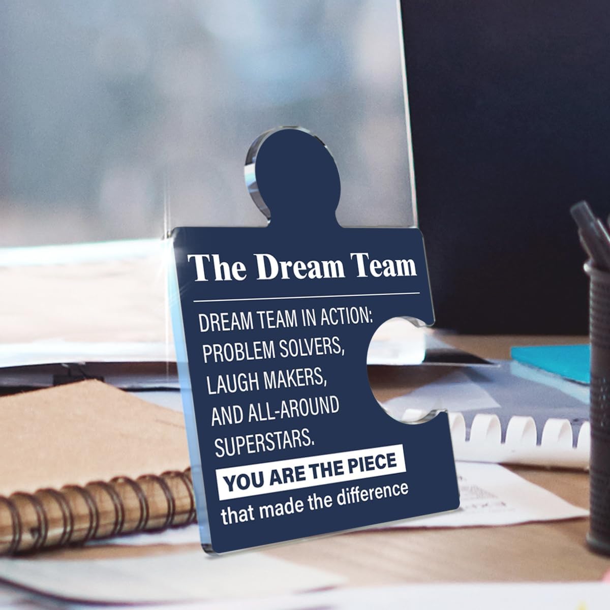 Team Appreciation Gifts Best Team Ever Gifts Thank You Gifts for Employees Coworkers Co Workers Staff Acrylic Puzzle Piece Plaque Sign Office Desk Decor - Image 3