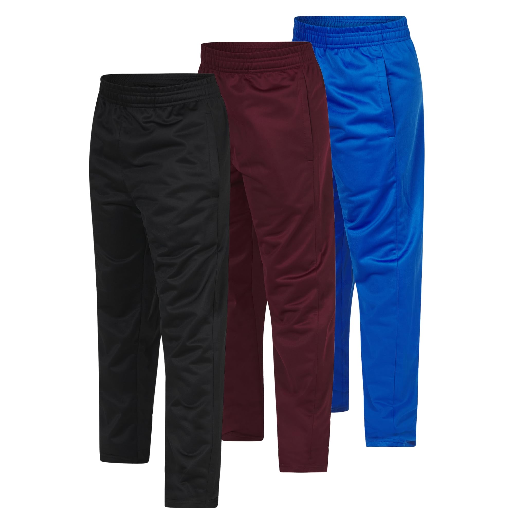 Ultra Performance 3 Pack Boys Athletic Active Sweatpants Tricot Open Bottom Track Pants for Boys