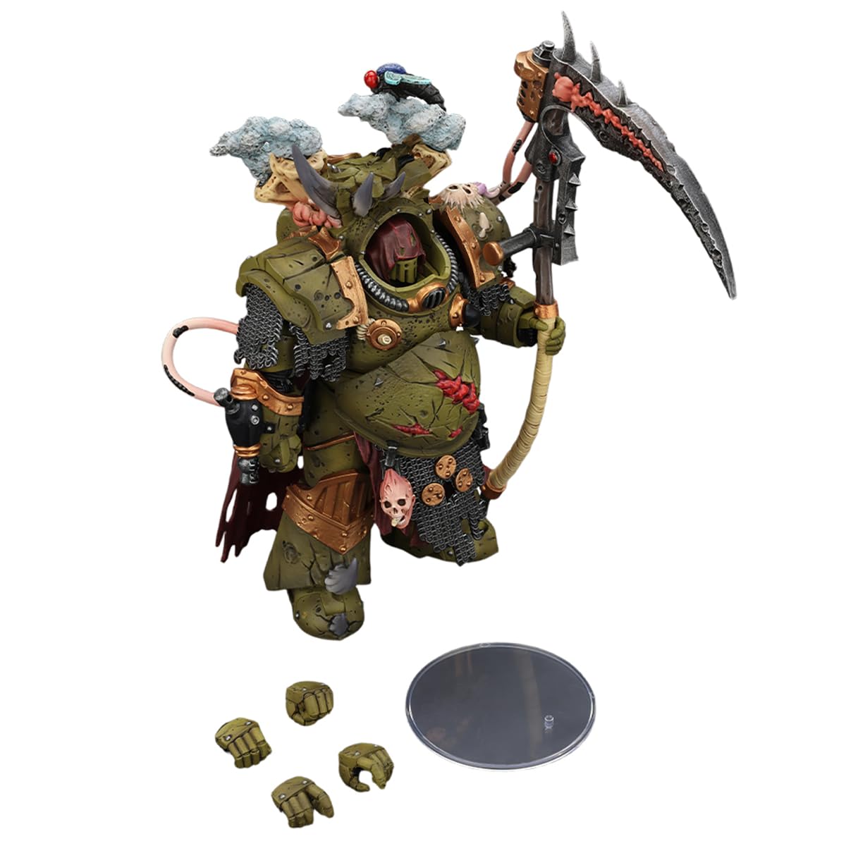 Warhammer 40k Figura de acción 1/18 Death Guard Deathshroud Terminator 1 with Manreaper and Plaguespurter Gauntlet 14 cm