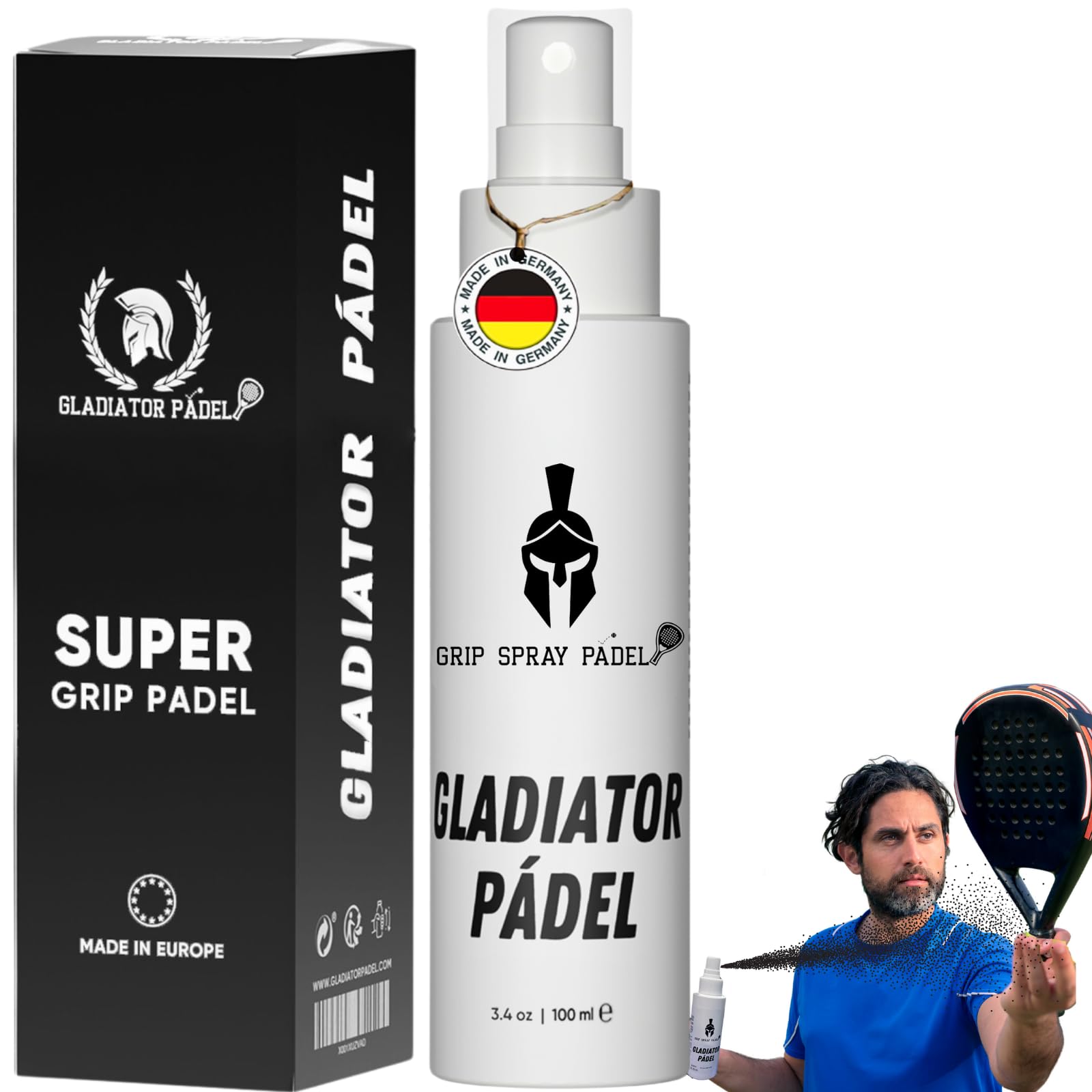 Spray Antideslizante Padel y MAGNESIO ANTISUDOR Padel-Mejora el Grip de la Pala de Padel. Proporciona Máximo Agarre y Evita Manos Sudorosas