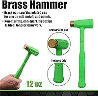 Vista 3 de GRIP 3 pc Deadblow Multi-Purpose Hammer Set - 12 oz Brass Hammer, 1 lb Ball Peen Hammer, 1/2 lb Deadblow Mallet - Metal Shaping - Home, Garage