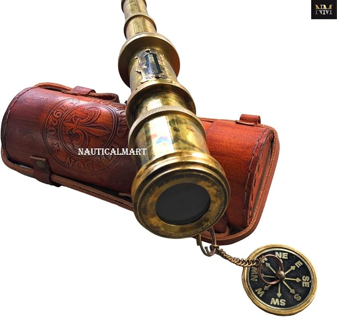 Telescopio Antiguo de Latón Dollond London 18 Pulgadas con Estuche de Cuero miniatura 6
