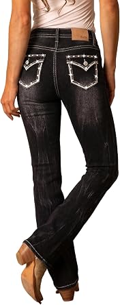 Womens Mid Rise Bootcut Jeans Western Rhinestone Stretchy Denim Pants | Straight Leg Style,Cowgirl Clothing,2026 Trendy,Country Outfits,Tummy Control,Butt Lifting,Fall Fashion,90s Vintage
