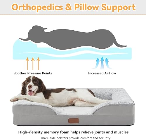 Miniatura 2 de Cama ortopédica para perros medianos, impermeable, de espuma viscoelástica, con parte inferior antideslizante, lavable con funda extraíble lavable,