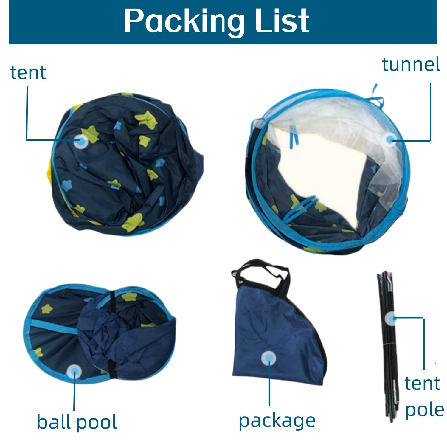 Tunel de Juego Infantil, Tienda campaña Infantil, Carpa Infantil con túnel y Piscina de Bolas, Casa de Juegos 3 y 1 para niñas y niños, Almacenaje Plegable