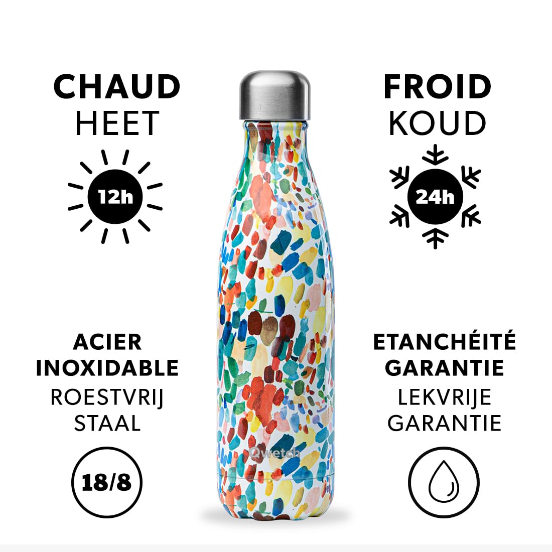 Qwetch - Originals Borneo Black Thermos Bottle 500ml - 24 Hours Cold And 12 Hours Hot - Waterproof, BPA Free And Reusable - Insulated Stainless Steel Bottle For Sports, Travel, Office, Hiking - View #11
