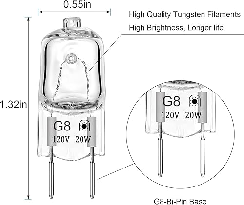 Miniatura 2 de Bombilla para horno microondas GE, bombilla halógena para GE Samsung Kenmore Elite Maytag sobre el rango de estufa, microondas, G820W120V, luz