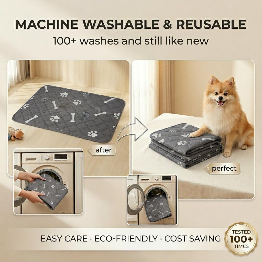 Washable & Reusable Pee Pads for Dogs (Light Grey,27x39,2 Packs) image 4