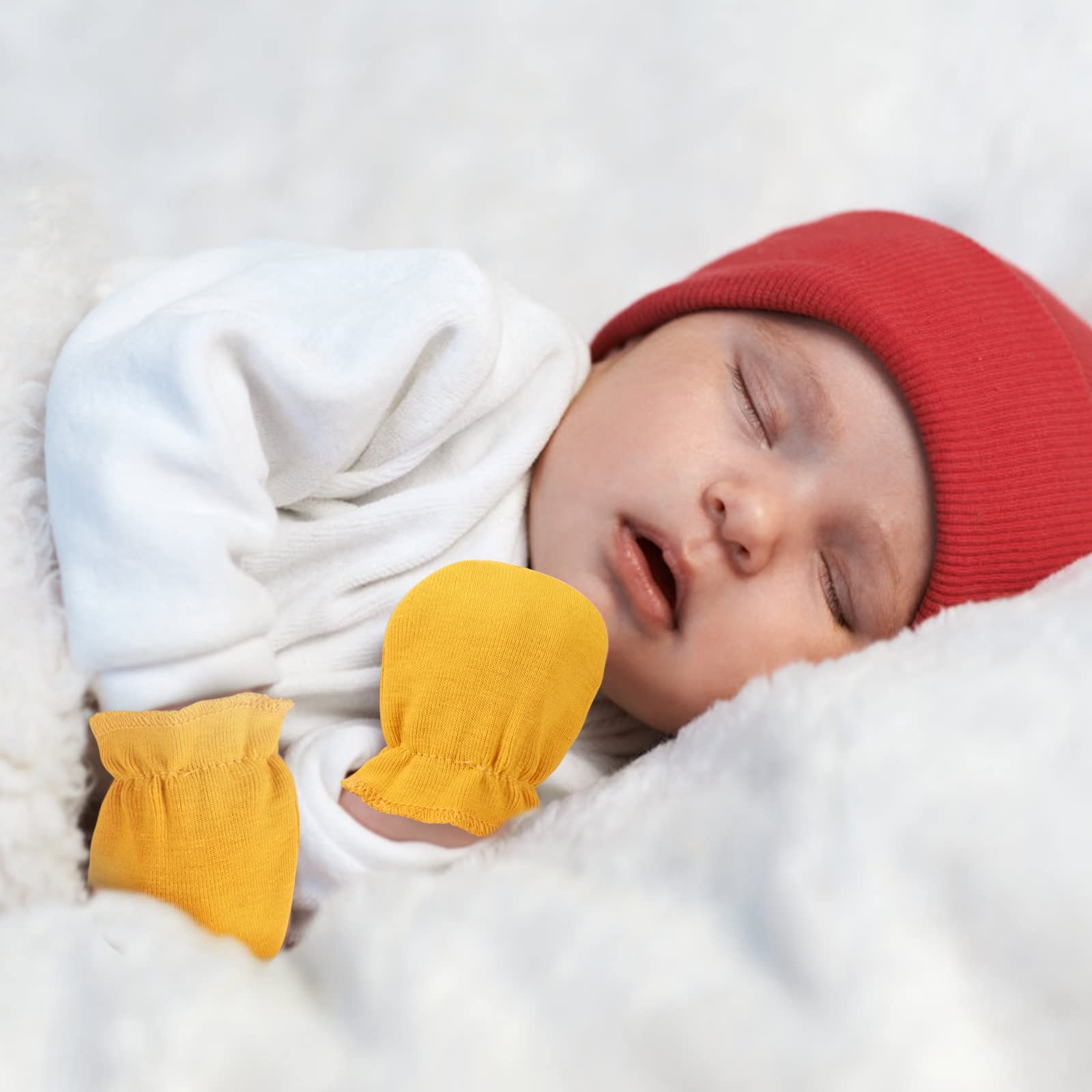 Ensemble De Bonnets Et Moufles Pour Nouveau-né Avec Nœud Et Gants Pour
