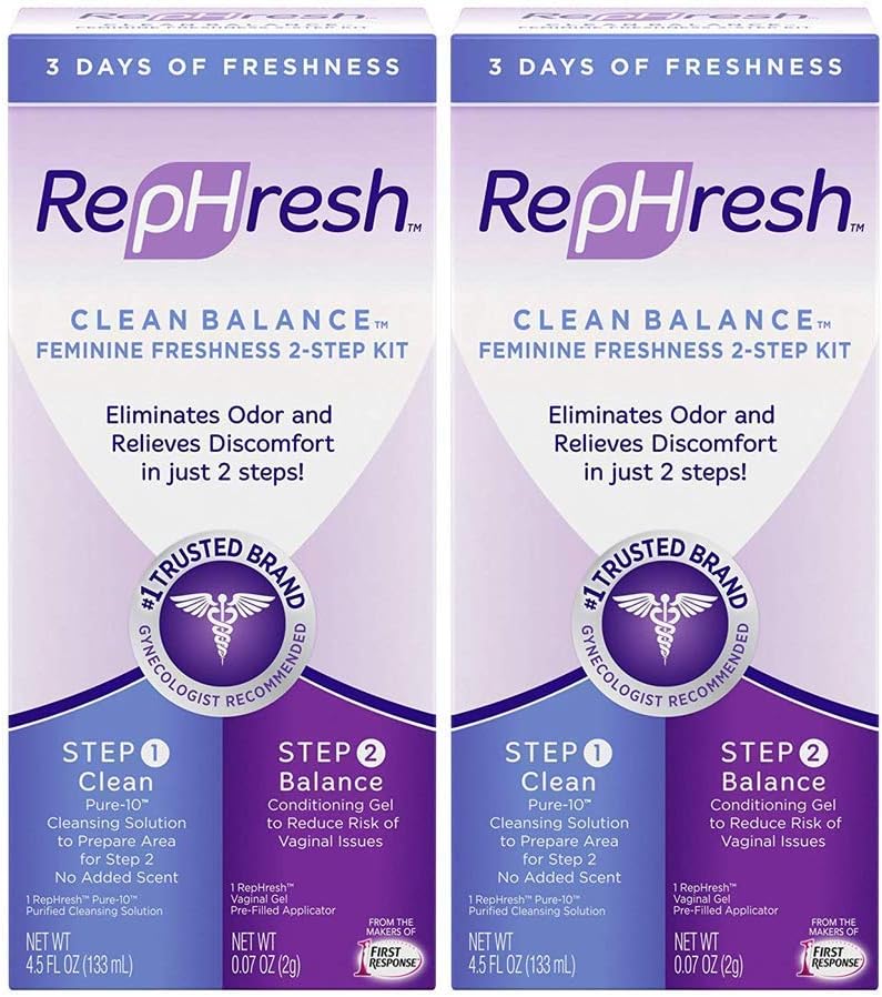 Clean Balance Feminine Freshness Kit (Part 1 Cleans: 4.5oz Bottle; Part 2 Balances: 0.07 oz Gel Applicator), 2 Pack