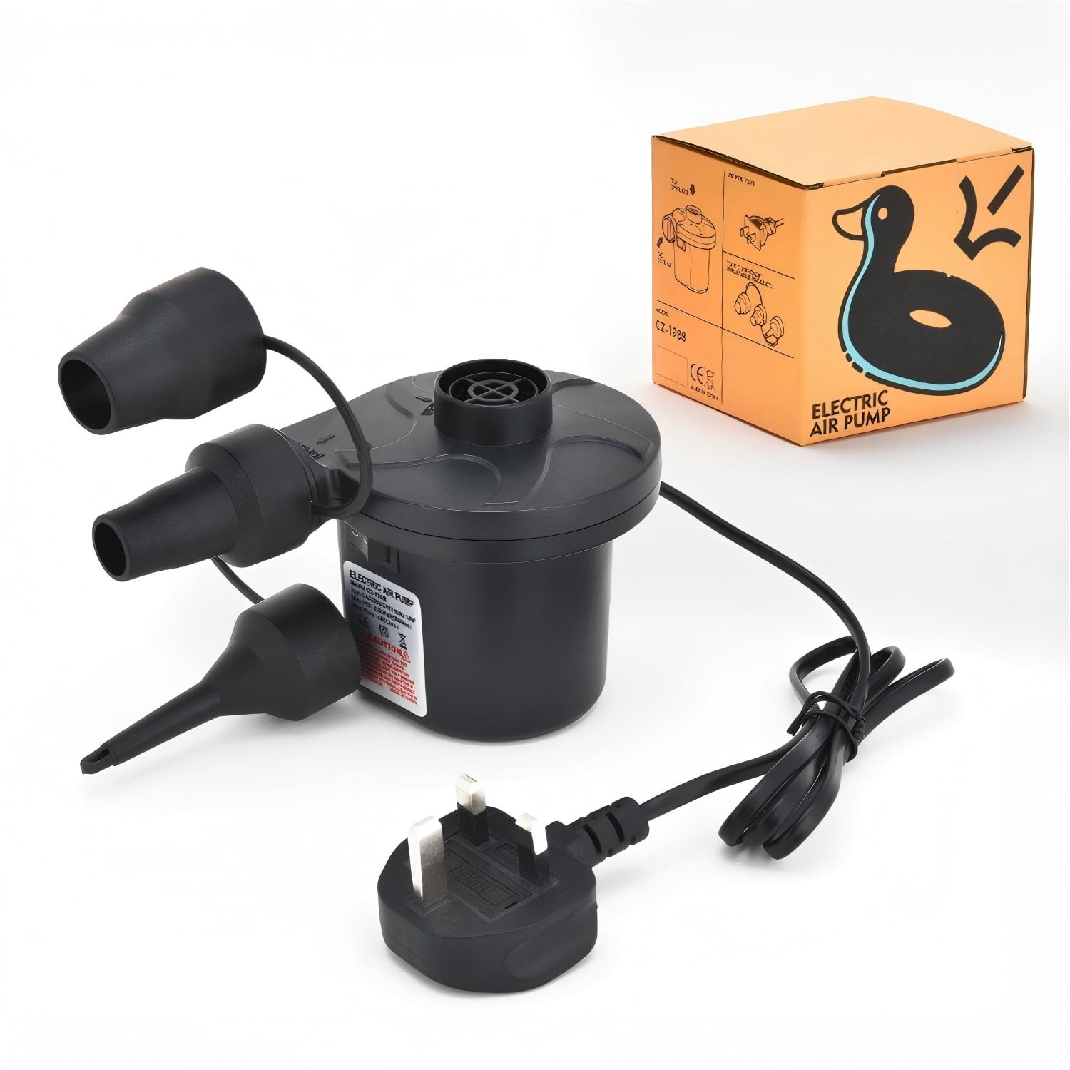 Electric Air Pump for Inflatable,220V AC/50W 50/60Hz Portable Air Pump with 3 Interchangeable Nozzles,Quick Inflate & Deflate,for Air Beds Swimming Pools