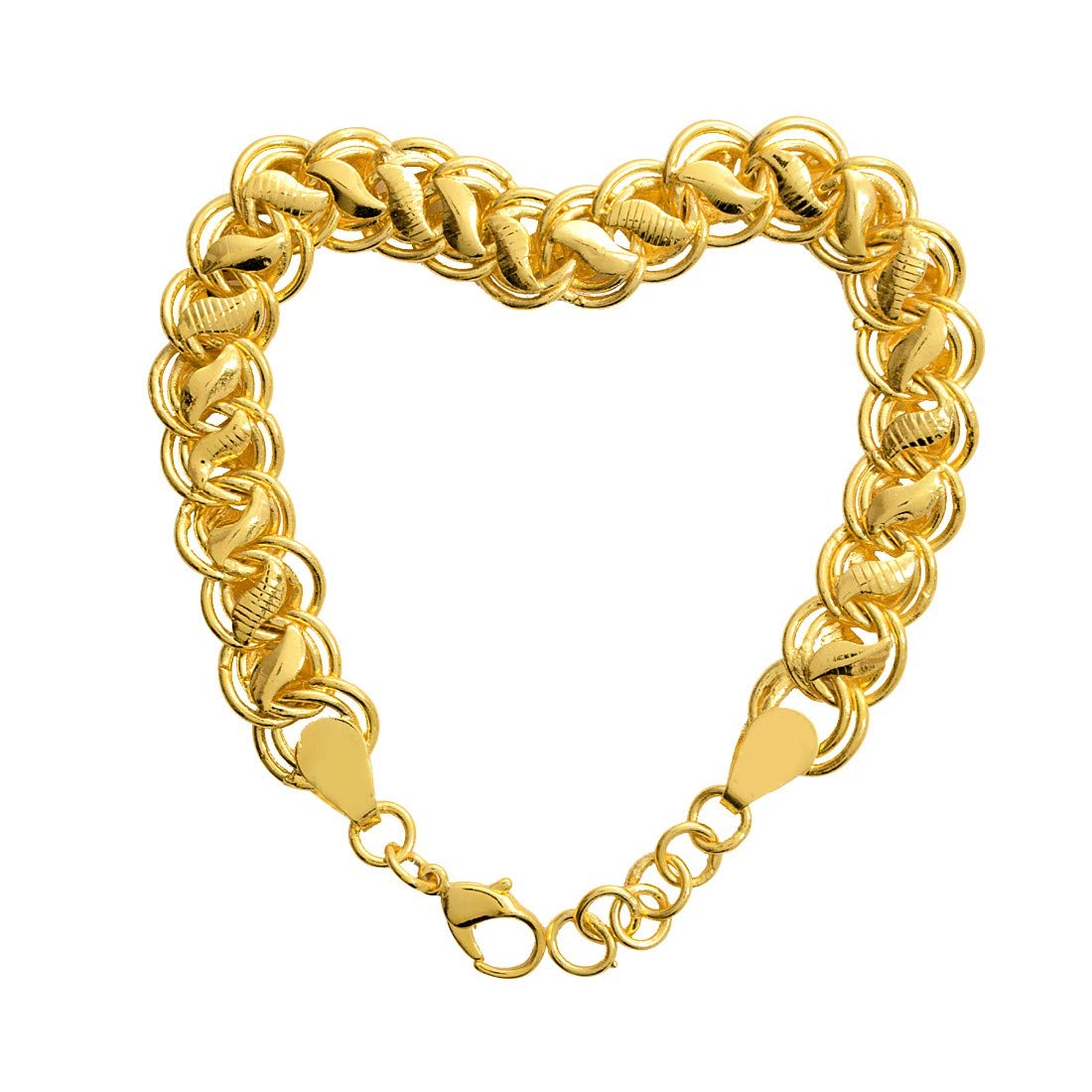 LVA CREATIONS gold plated bracelet 18k thick wrist golden chain link stylish bracelet for men and boys gents lotus (B083RY46DW) Amazon Price History, Amazon Price Tracker