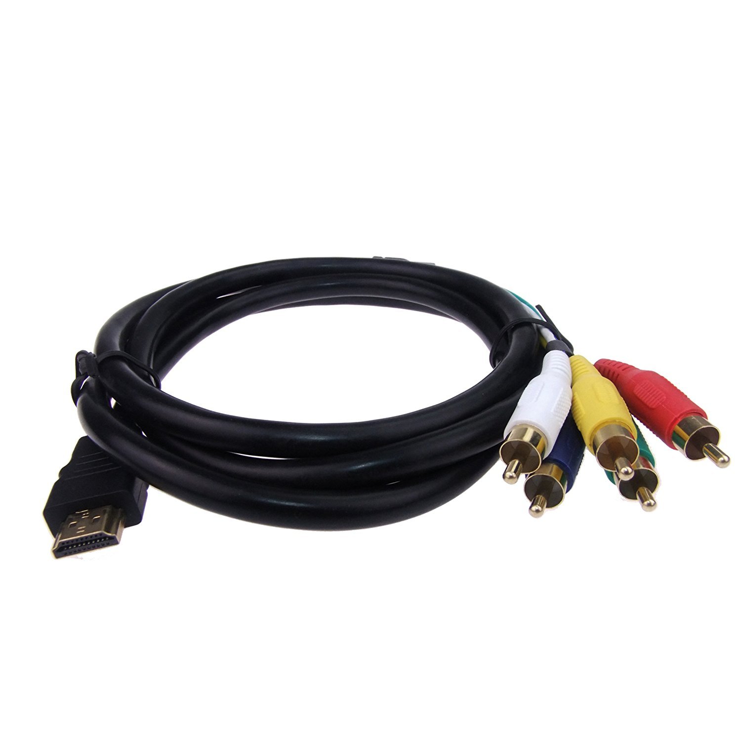MaxLLTo Cable componente negro de alta definición HDMI macho a 5 RCA AV Audio Video RGB Cable componente con conectores chapados en oro para HDTV