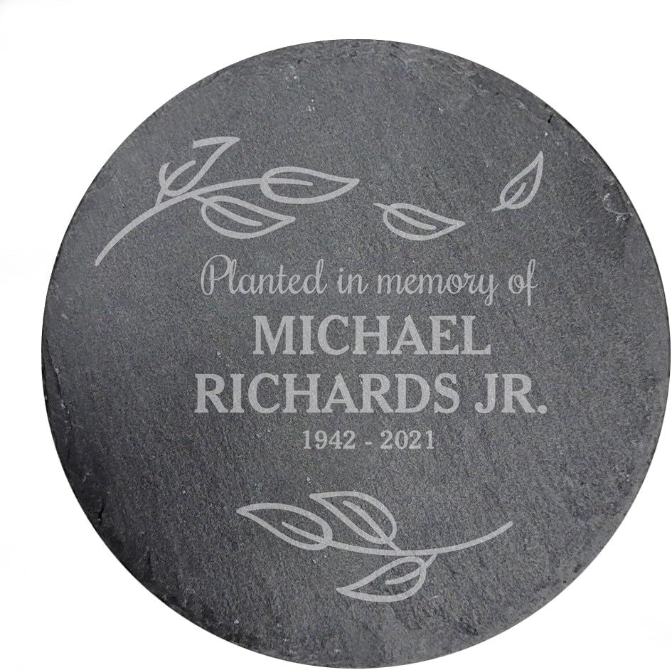 GiftsForYouNow Golf Memorial Slate Round Garden Stone, 10" - Elegant Memorial Tribute for Golf Lovers, Perfect for Garden Décor and Commemoration