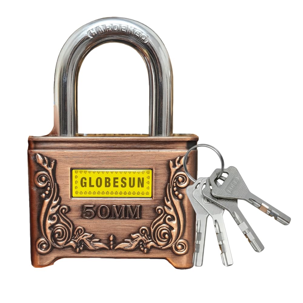 Vintage 50mm Copper Bronze Padlock with 4 Keys, Antique Design