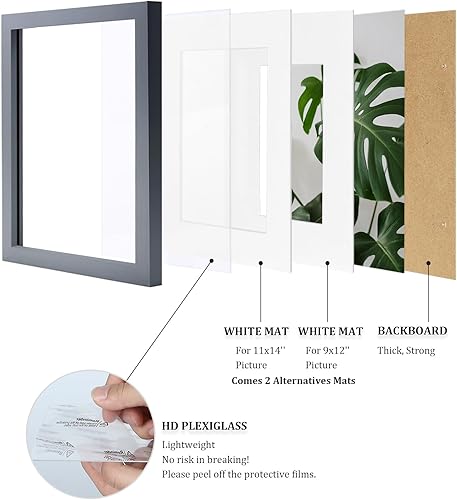 Vista 337 de Egofine Portarretratos de 9 x 12 pulgadas hecho de madera maciza con plexiglás, fotos de 5 x 7/6 x 8 con paspartú o de 9 x 12 pulgadas sin paspartú