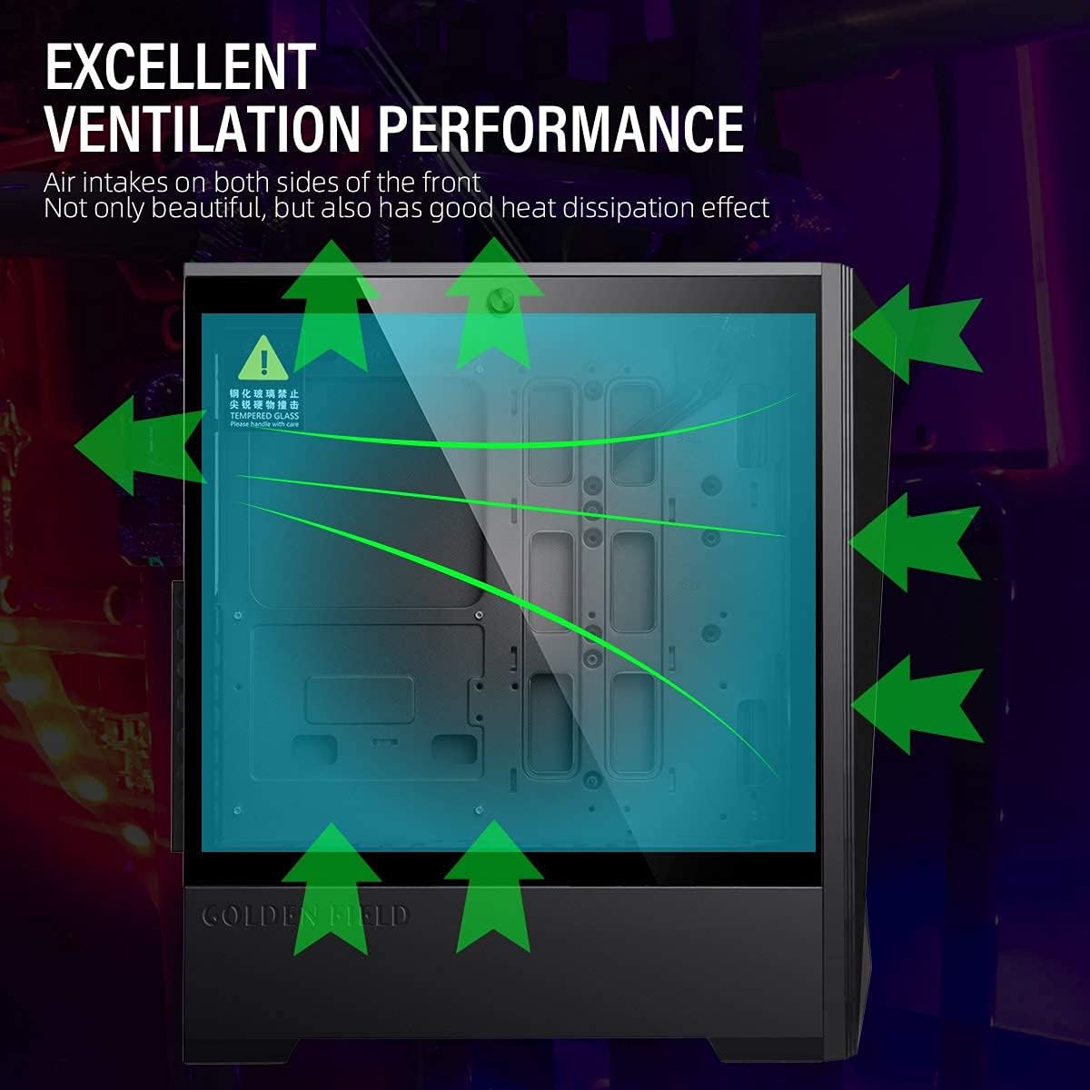 Lіmіtеd Dіѕсоunt GOLDEN FIELD P3 ATX/Micro ATX/ITX Computer Gaming PC Case with RGB Strip Front Panel Snap-in Tempered Glass Door Design Side Panel Buу 2 gеt 3 GOLDEN FIELD P3 ATX/Micro ATX/ITX Computer Gaming PC Case with RGB Strip Front Panel Snap-in Tempered Glass Door Design Side Panel