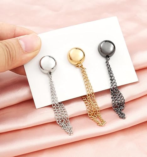 Image of 4-Pack Magnetic Clothing Clips with Chain,Clothing Clips for Fitting,Hijab Magnets,T-Shirt Shorening Pinless Magnetic Closure for Cinch T-Shirt Hems,Sleeves,Collar,Pants (Round Rose Gold)