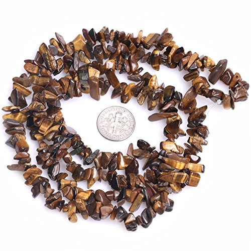 Image of 5-8mm Yellow Tiger Eye Chips Natural Chip Stone Beads for Jewelry Making | Semi Precious, Loose Gemstone, Healing Crystal, Rocks, 230Pcs Strand, Drilled, DIY Bracelets Necklaces Earrings Crafts Supply