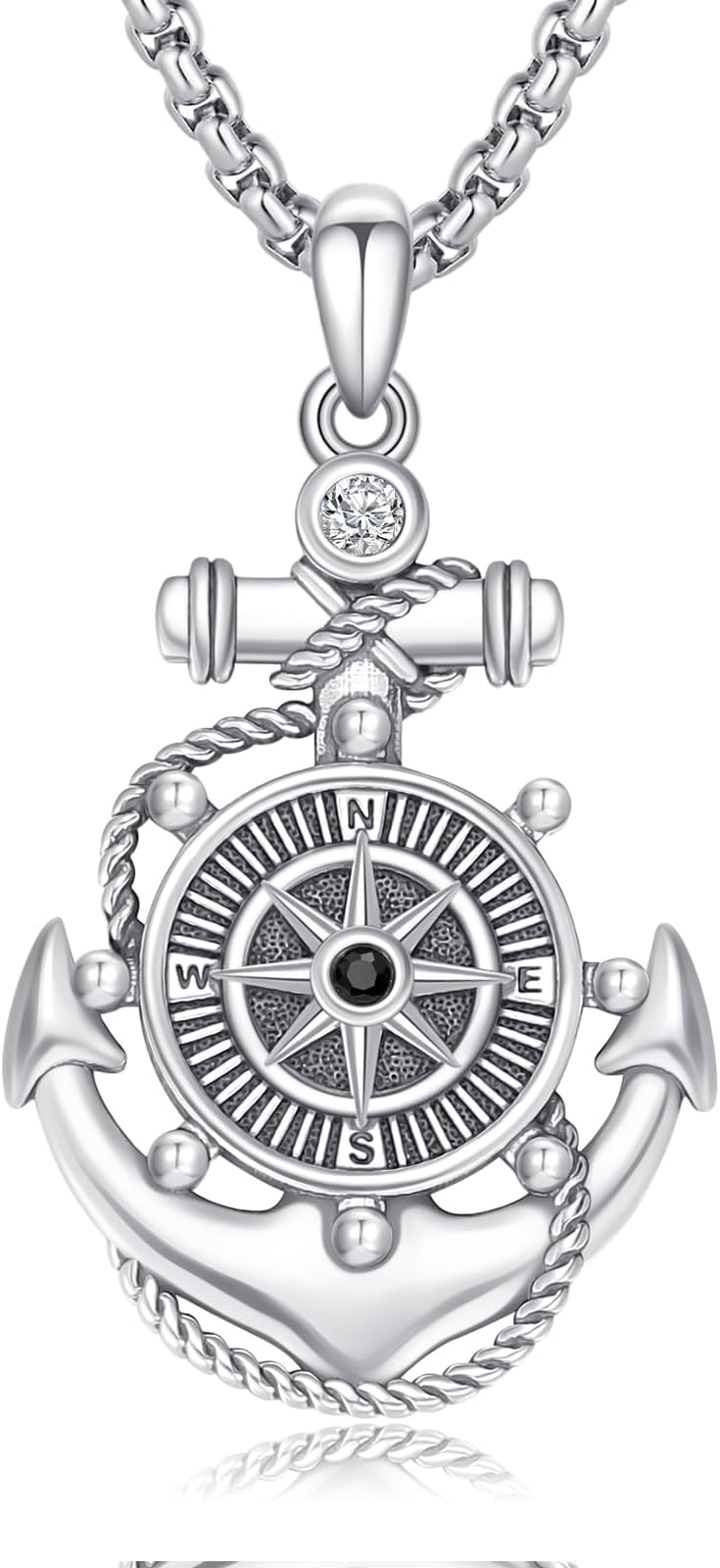 - Compass Anchor Necklace 925 Sterling Silver Nautical Hope Dream Compass Inspirational Pendant,Anchor Jewelry Graduation Gifts for Women