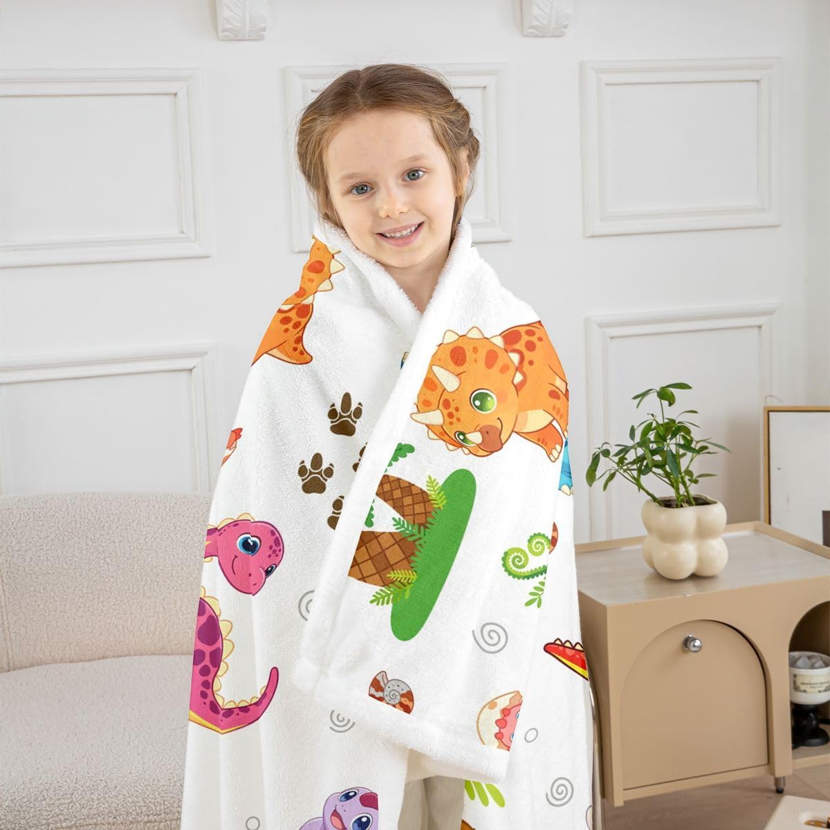Feelyou Cartoon Dinosaur Kids Boys Girls Fleece Throw Blanket Twin 60"x80" image 5