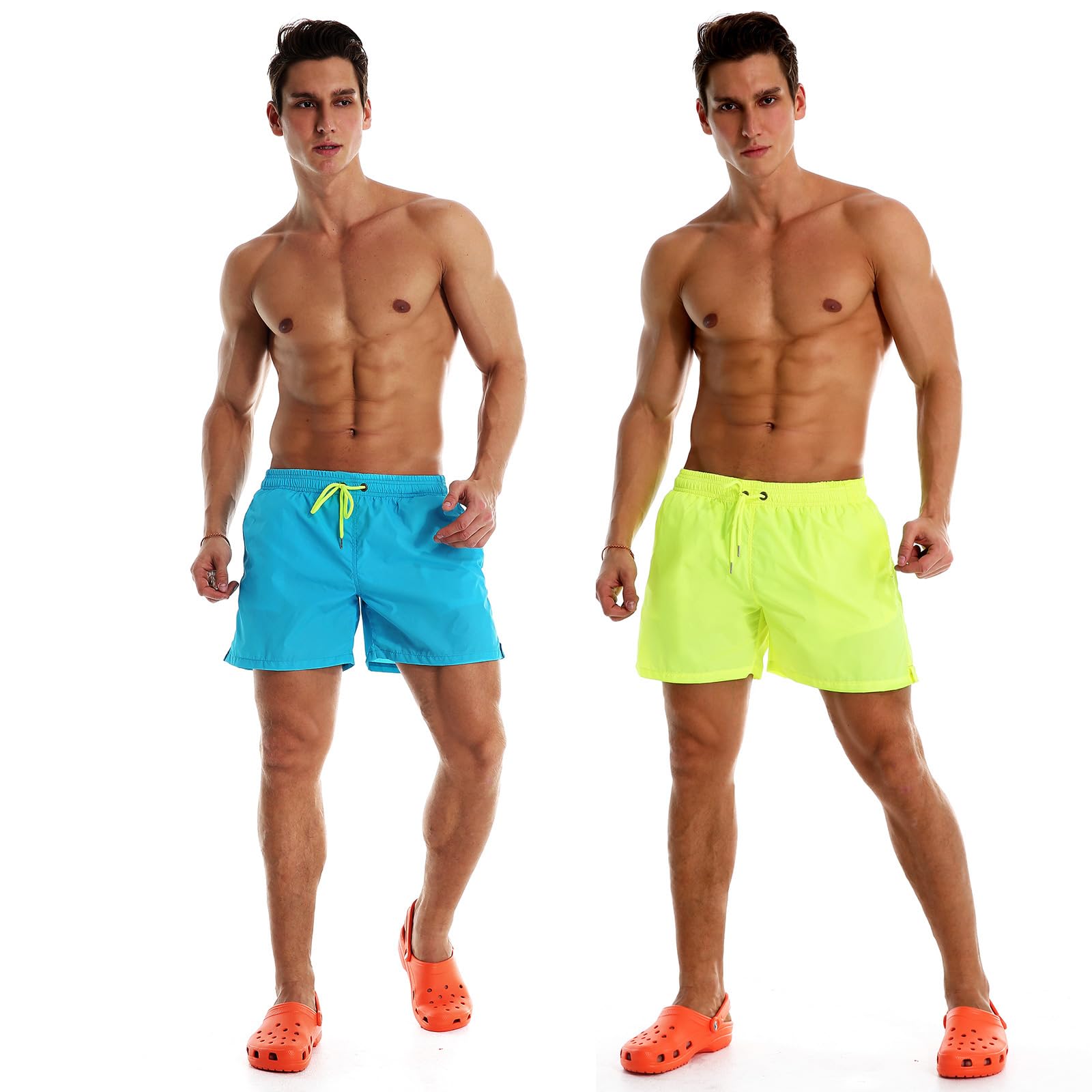 YnimioAOX Paquete de 2 trajes de baño para hombre, pantalones cortos de playa de secado rápido con forro de malla