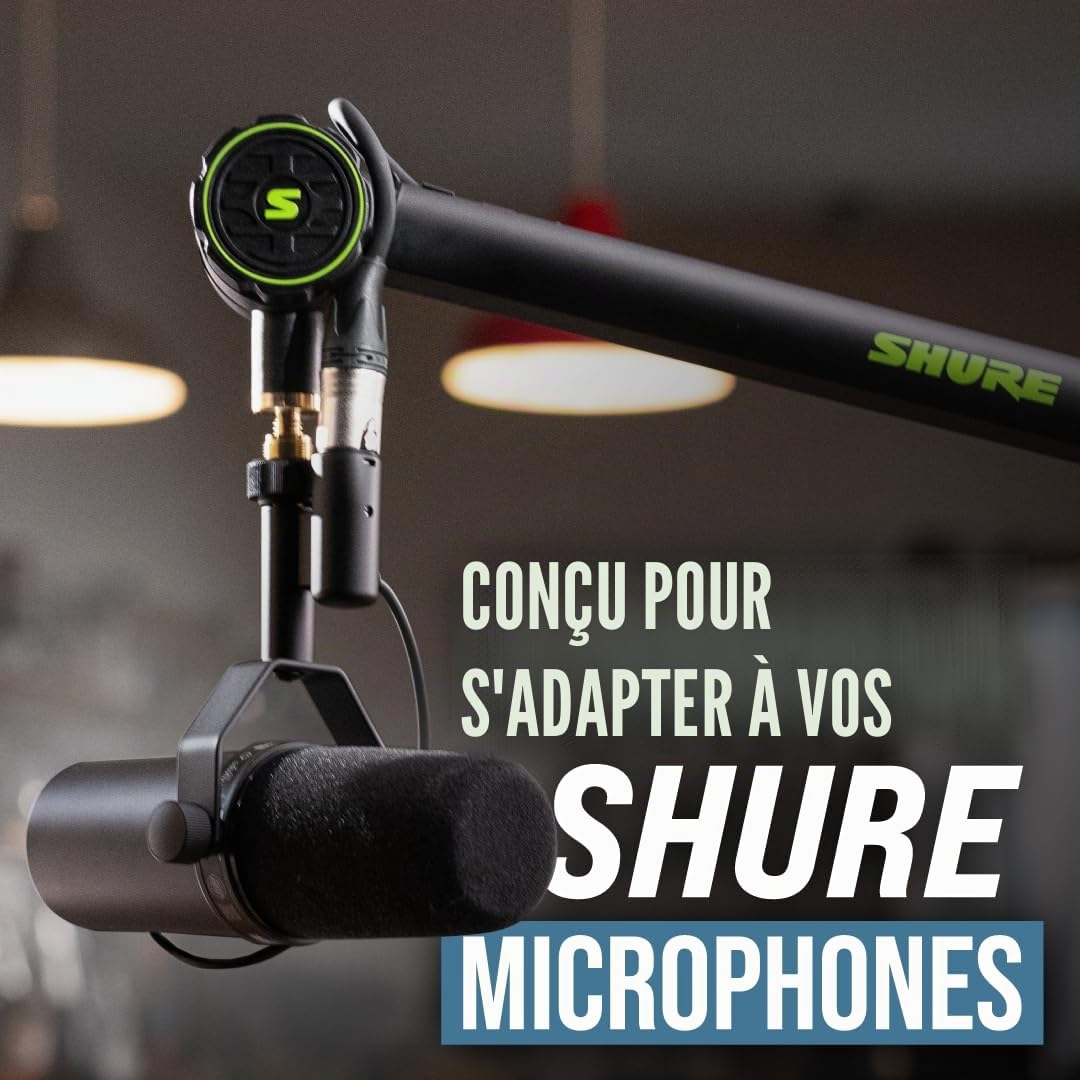 Shure by Gator Broadcast Desk Series ; Support de microphone à bras articulé monté sur bureau Shure ; (SH-BROADCAST1)