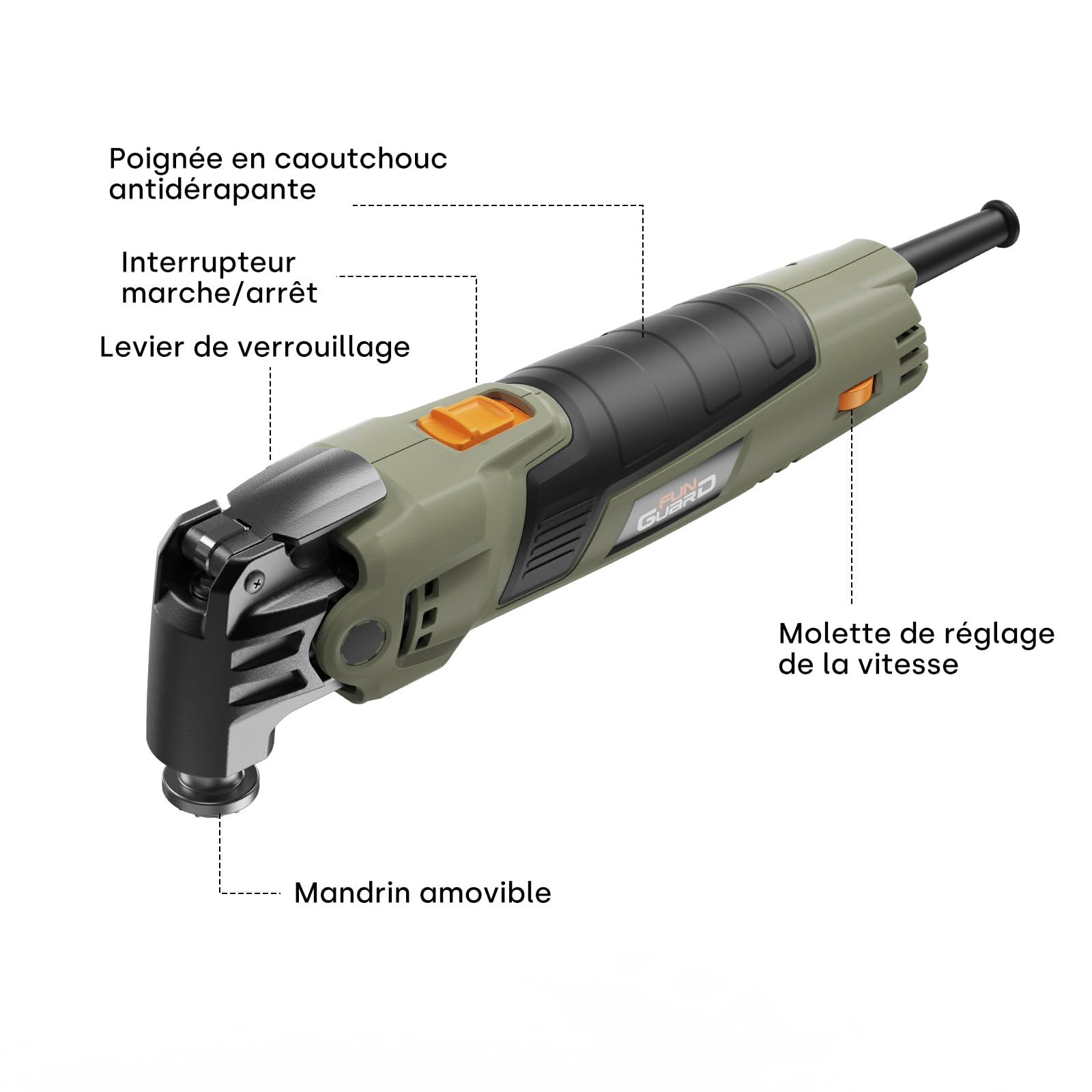 400W Outil Multifonction, 6 Vitesses Variables 15000-22000RPM, Angle Oscillant 4.5 °, 38 Accessoires, Scie Oscillante pour Couper, Poncer, Gratter, Scier