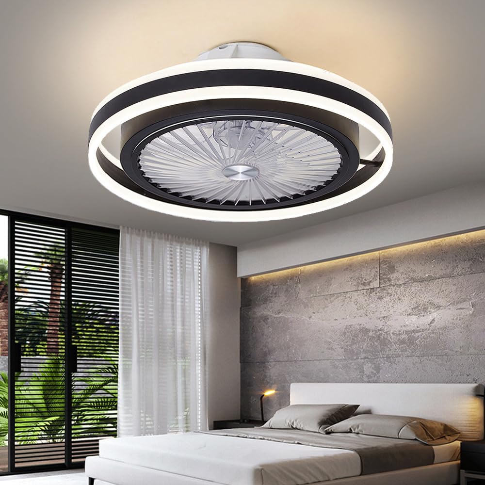 Plafonnier avec ventilateur et éclairage LED télécommandé timing moderne