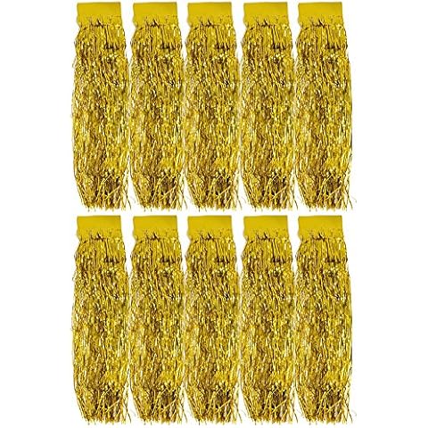 com-four® 10x Lametta - Goldfarbene Lametta Girlande Cover